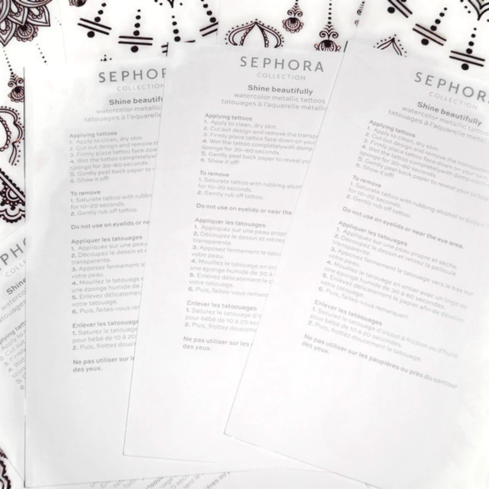 New Sephora Rose Gold Temporary Tatoos 10 Sheets - Picture 2 of 2